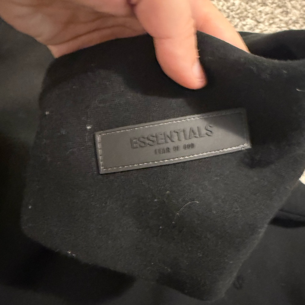 Essentials Black Pullover Hoodie with Tonal Logo - Picture 4 of 6